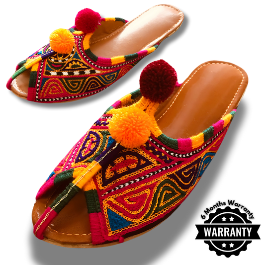 Hand-Embroidered Open-Toe Khussa Chappal for Women